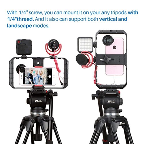 Ulanzi U Rig Pro Smartphone Video Rig, iPhone Filmmaking Case Case Phone Video Stabilizer Grip Soporte de trípode para Videomaker Film-maker Videographer para iPhone X 8 Plus Sumsang