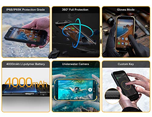 Ulefone Armor X6 Teléfono Moviles Resistentes, Android 9.0 5.0 ”IP68 Impermeable Móvil Antigolpes Todoterreno, Dual SIM, 2GB + 16GB, 5MP+8MP, 4000mAh Batería, Desbloqueo Facial GPS Naranja