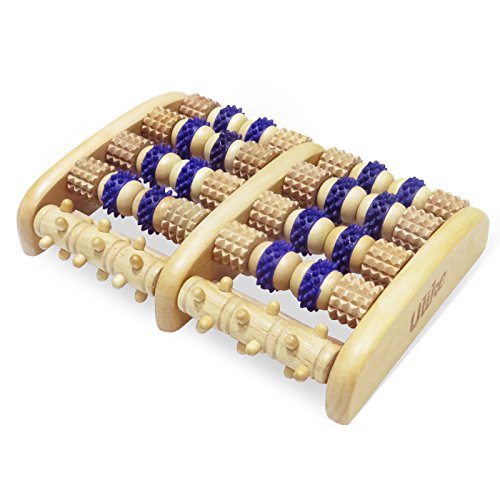 ULIKE de madera de rodillo pie de masaje Herramientas Reflexología para el dolor de pie, Itchy pies de socorro, y regalo gratuito- Palo de masaje de pie tailandés y pie Reflexología Gráfico