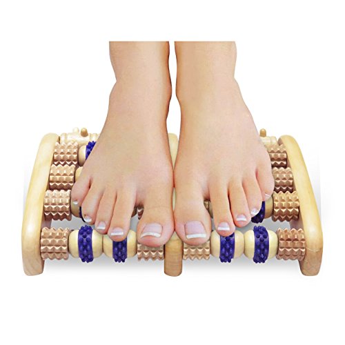 ULIKE de madera de rodillo pie de masaje Herramientas Reflexología para el dolor de pie, Itchy pies de socorro, y regalo gratuito- Palo de masaje de pie tailandés y pie Reflexología Gráfico