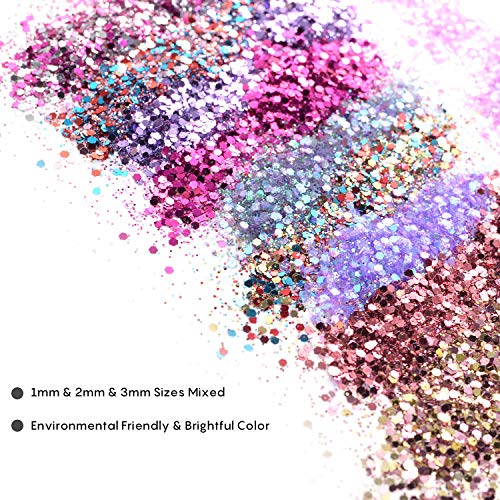 Ulikey 16 Cajas Purpurinas Polvo, Purpurina para Cara Cuerpo Maquillaje Pelo Rostro Uñas Mejilla, Glitter Flakes Paillette para Rostro, Brillante Decoración para Pelo