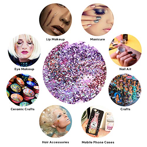 Ulikey 16 Cajas Purpurinas Polvo, Purpurina para Cara Cuerpo Maquillaje Pelo Rostro Uñas Mejilla, Glitter Flakes Paillette para Rostro, Brillante Decoración para Pelo