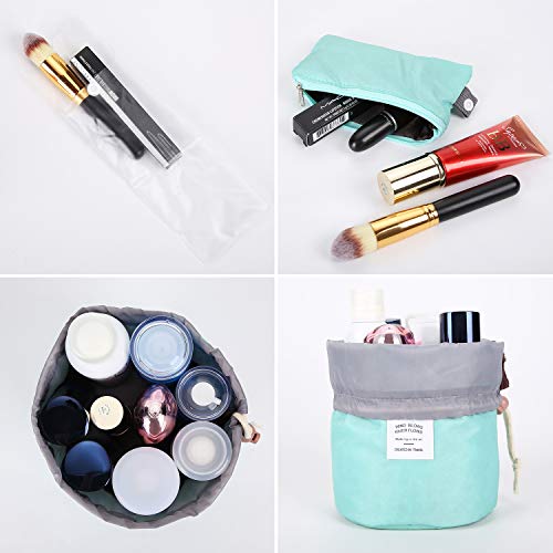 Ulikey 4 Pcs Bolsas de Cosméticos Cilíndricas, Bolsa de Maquillaje Viaje, Neceser Maquillaje Impermeable con Cordón, Cosmética Bolsa de Lavad para Mujer Niña