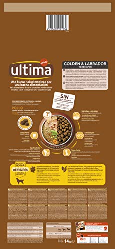 Ultima Pienso para Perros Golden y Labrador Retriever con Pollo - 14 kg