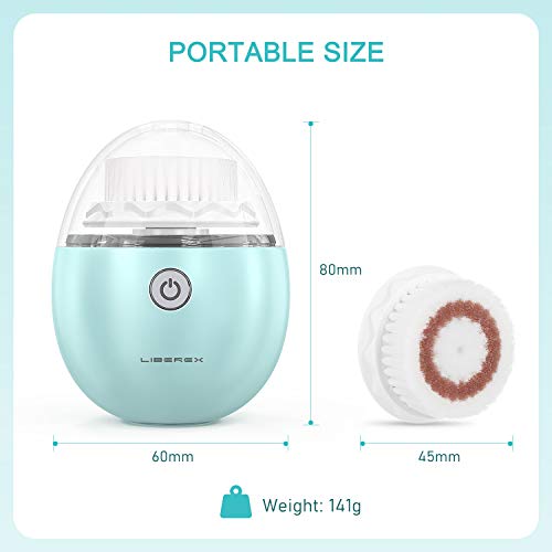 Ultrasónico Cepillo Limpiador Facial - Liberex Portátil Cepillo Facial Recargable, 3 Cabezales de Edición Nueva, Recordatorio Inteligente, Carga Inalámbrica, Exfoliante y Masaje (Verde)