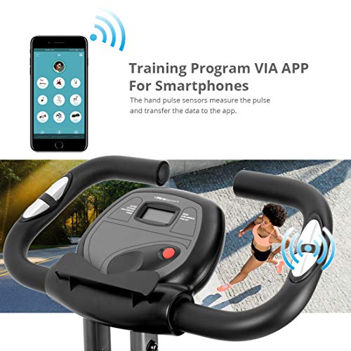 Ultrasport, Gris Oscuro/Rojo F-Bike 700BS Pro Estática, Bicicleta con Consola y sensores de Pulso, Ideal para Quemar Grasa, con 8 Niveles de Resistencia Ajustables, Respaldo y Cuerdas