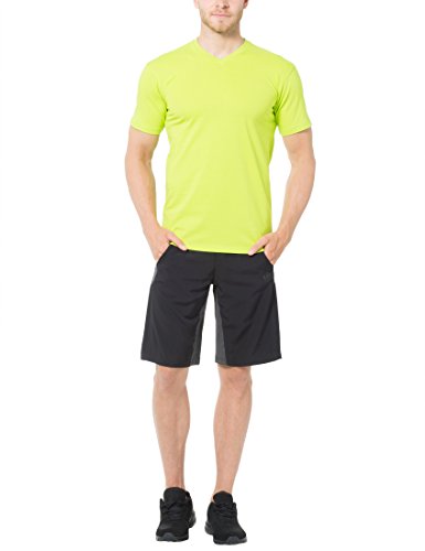 Ultrasport Sport and Leisure V-Neck Camiseta de Manga Corta, Cuello de Pico, Lote de 5, Hombre, Verde, S