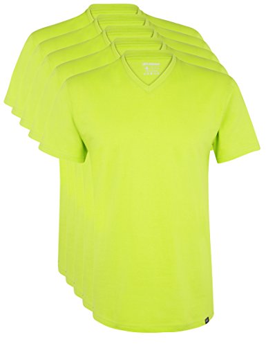 Ultrasport Sport and Leisure V-Neck Camiseta de Manga Corta, Cuello de Pico, Lote de 5, Hombre, Verde, S