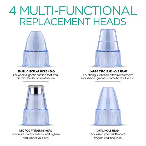 UMI by Amazon limpiador de poros electrico Succionador de puntos negros y limpiador facial de poros con pantalla LCD y cuatro cabezales extraíbles 5 Velocidades Potente Extractor, negro