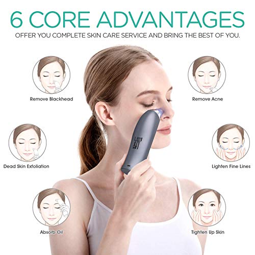 UMI by Amazon limpiador de poros electrico Succionador de puntos negros y limpiador facial de poros con pantalla LCD y cuatro cabezales extraíbles 5 Velocidades Potente Extractor, negro