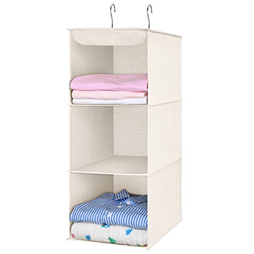 UMI. by Amazon - Organizador para Armario de 3 Niveles con Sporte de Metal, Estantería de Tela Colgante, Organizador de Ropa para Armario, Beige