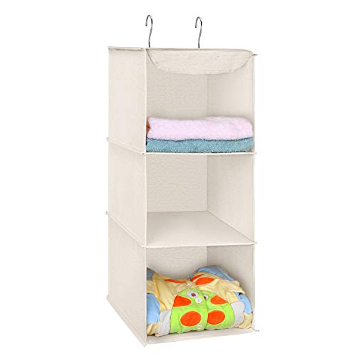 UMI. by Amazon - Organizador para Armario de 3 Niveles con Sporte de Metal, Estantería de Tela Colgante, Organizador de Ropa para Armario, Beige