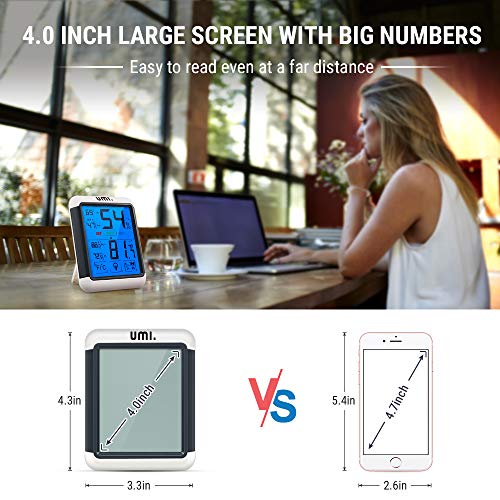 UMI. Essentials - Higrómetro Digital Termómetro Interior Medidor de Temperatura y Humedad Ambiente con Retroiluminación para Hogar