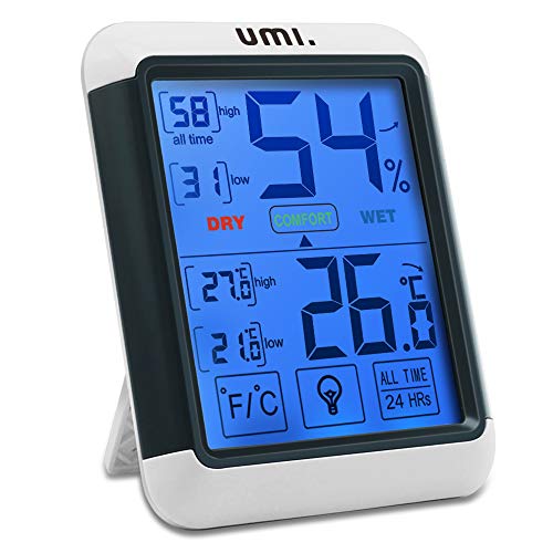 UMI. Essentials - Higrómetro Digital Termómetro Interior Medidor de Temperatura y Humedad Ambiente con Retroiluminación para Hogar