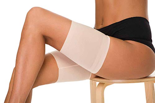 UMIPUBO Bandas Elásticas elástico Muslo Anti-Chafing Bandas para Hombre y Mujer– Evitar roce (B:58-63cm, Beige)
