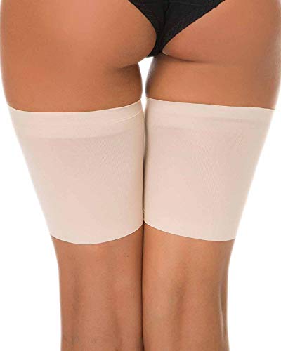 UMIPUBO Bandas Elásticas elástico Muslo Anti-Chafing Bandas para Hombre y Mujer– Evitar roce (B:58-63cm, Beige)