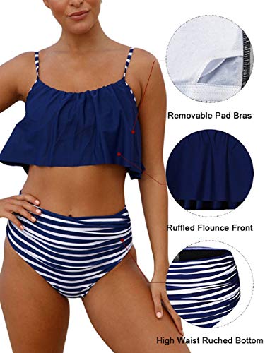 UMIPUBO Conjunto de Bikini Mujer Top Flounce Bikini Verano Sexy Traje de Baño Bikini Flexiones Volantes Correas de Espagueti Bañador