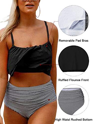 UMIPUBO Conjunto de Bikini Mujer Top Flounce Bikini Verano Sexy Traje de Baño Bikini Flexiones Volantes Correas de Espagueti Bañador
