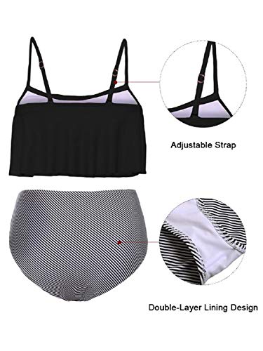 UMIPUBO Conjunto de Bikini Mujer Top Flounce Bikini Verano Sexy Traje de Baño Bikini Flexiones Volantes Correas de Espagueti Bañador