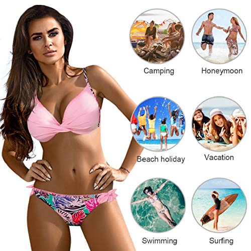 UMIPUBO Mujer Conjunto de Bikini Cintura Alta Traje de Baño de Dos Piezas Push-up Cuello en V Bañador Ropa de Playa Traje de baño