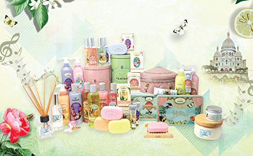 Un Air d’Antan Caja Regalo Mujer 4 Jabones Manteca de Karite Organico, Aceite de Argan|4 Perfumes Verbena, Rosa, Lirio de los Valles, Almendras |Jabon 4x100g Navidad Regalo Mujer Originales Cumpleaños