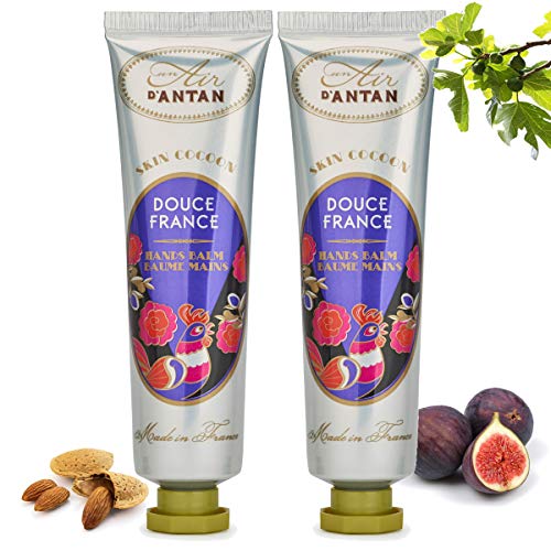 Un Air d’Antan Caja Regalo Mujer Crema Manos Hidratante Francesa DOUCE con Manteca de Karite y Aceite de Almendras, Perfume Almendras Dulce, Higo, 2x25ml, Navidad Regalo Mujer Originales, Cumpleaños