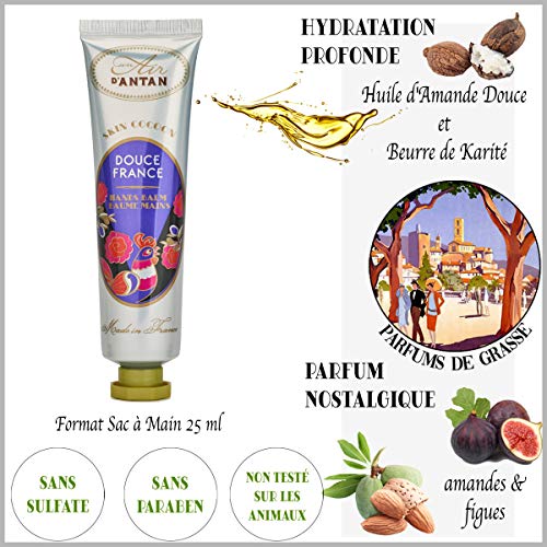 Un Air d’Antan Caja Regalo Mujer Crema Manos Hidratante Francesa DOUCE con Manteca de Karite y Aceite de Almendras, Perfume Almendras Dulce, Higo, 2x25ml, Navidad Regalo Mujer Originales, Cumpleaños
