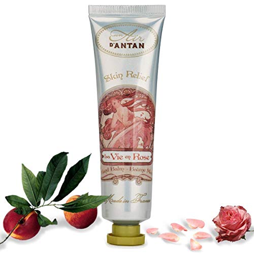 Un Air d’Antan Crema de Manos Francesa Rose con Manteca de Karite y Aceite de Almendras, Perfume Melocotón, Petalos de Rosa, Pachulí, Formula Hidratante, Reparadora, Para Mujer– Idea Regalo, 25ml