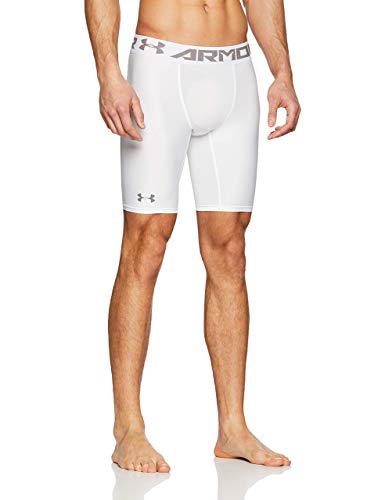 Under Armour Heatgear Long Compression Pantalón De Compresión, Hombre, Blanco (White/Graphite 100), XL