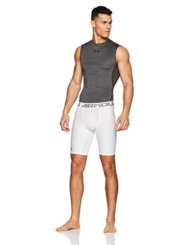 Under Armour Heatgear Long Compression Pantalón De Compresión, Hombre, Blanco (White/Graphite 100), XL
