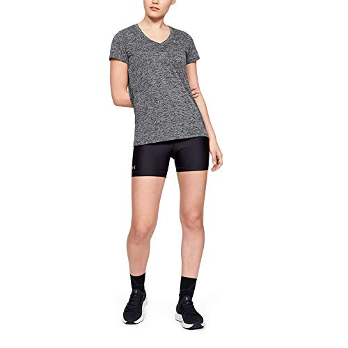 Under Armour Tech Short Sleeve V - Twist, Camiseta Mujer, Negro (Black/Metallic Silver (001)), XL