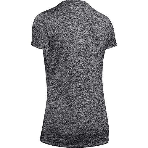 Under Armour Tech Short Sleeve V - Twist, Camiseta Mujer, Negro (Black/Metallic Silver (001)), XL