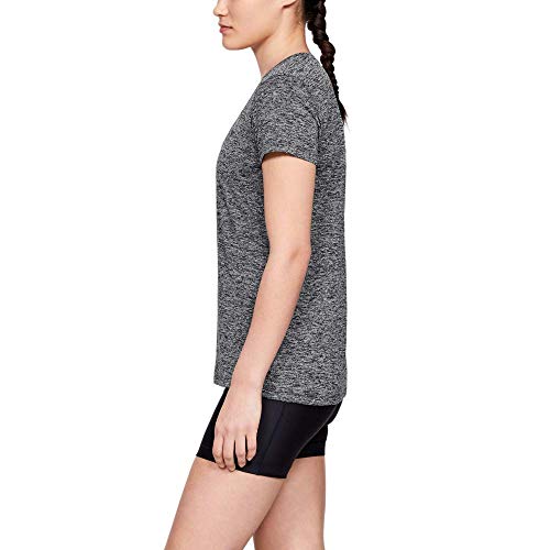 Under Armour Tech Short Sleeve V - Twist, Camiseta Mujer, Negro (Black/Metallic Silver (001)), XL