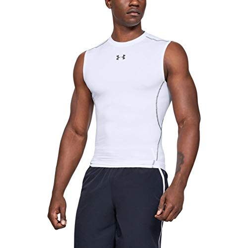Under Armour UA HeatGear ARMOUR Sleeveless, Camiseta Sin Mangas Hombre, Blanco (White/Graphite 100), M