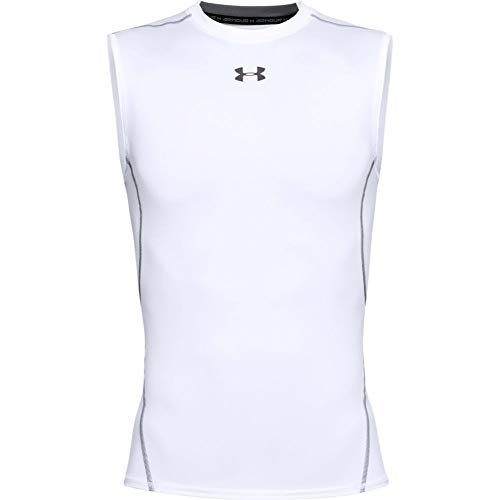 Under Armour UA HeatGear ARMOUR Sleeveless, Camiseta Sin Mangas Hombre, Blanco (White/Graphite 100), M