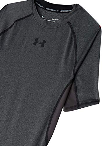 Under Armour UA Heatgear Short Sleeve Camiseta, Hombre, Gris (Carbon Heather/Black 090), M