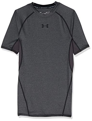 Under Armour UA Heatgear Short Sleeve Camiseta, Hombre, Gris (Carbon Heather/Black 090), M