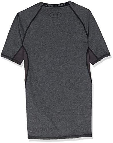 Under Armour UA Heatgear Short Sleeve Camiseta, Hombre, Gris (Carbon Heather/Black 090), M