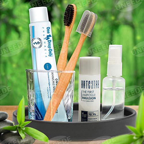 UNEEDE Cepillo Dientes Bambu,paquete de 6 juegos de cepillos cepillo dientes dientes de cerdas de carbón de bambú suave original Juego de cepillos de dientes manuales para el hogar y los viajes