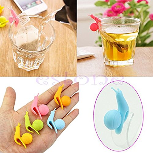 Unicoco 5 Piezas Clip de La Copa Silicona Mini Pinza de Vaso Fijar Bolsitas de Té
