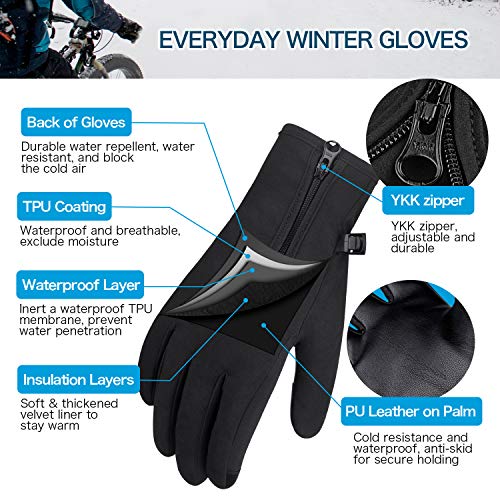 Unigear Guantes de Invierno Super Cálido Impermeable Pantalla Táctil A Prueba de Viento Antideslizante para Acampada y Senderismo Moto Ciclismo Hombre Mujer