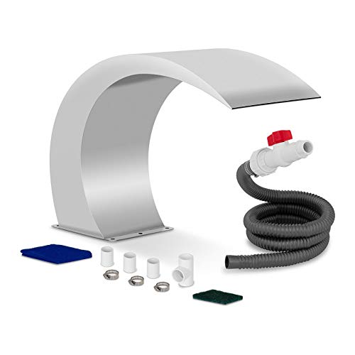 Uniprodo Cascada para Piscina Fuente con Base Uni_Water_13 (Aleación De Acero Inoxidable 304, Resistente Al Cloro y Al Agua Salada, Ancho: 30 cm)