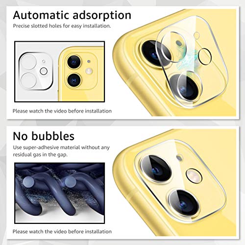 UniqueMe [1 Pack Protector de Lente de cámara para iPhone 11, Vidrio Templado [ 9H Dureza ] HD Film Cristal Templado