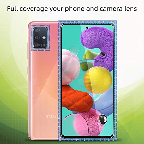 UniqueMe [2 Pack] Protector de Pantalla para Samsung Galaxy A51 4G / A51 5G + [3 Pack] Protector de Lente de cámara, Vidrio Templado [9H Dureza] HD Film Cristal Templado