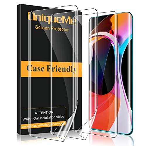 UniqueMe [3 Pack Protector de Pantalla para Xiaomi Mi 10 / Mi 10 Pro, [Fácil instalación] [Huella Digital Disponible] HD Clear TPU Case Friendly Película Flexible de Cobertura Completa