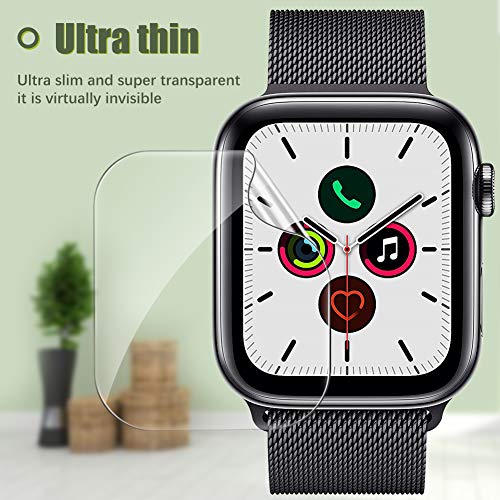 UniqueMe [6 Pack] Protector de Pantalla para Apple Watch 44mm Series 4/5, [Caso amistoso] [Película Flexible] Soft HD Clear Anti-Scratch con