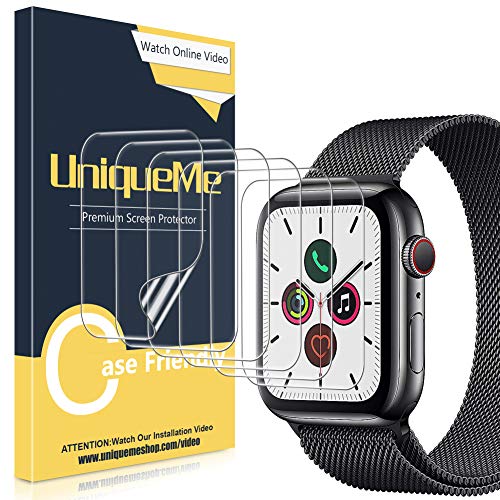 UniqueMe [6 Pack] Protector de Pantalla para Apple Watch 44mm Series 4/5, [Caso amistoso] [Película Flexible] Soft HD Clear Anti-Scratch con