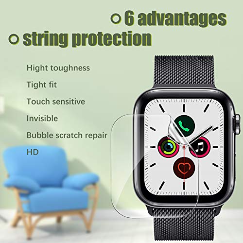 UniqueMe [6 Pack] Protector de Pantalla para Apple Watch 44mm Series 4/5, [Caso amistoso] [Película Flexible] Soft HD Clear Anti-Scratch con