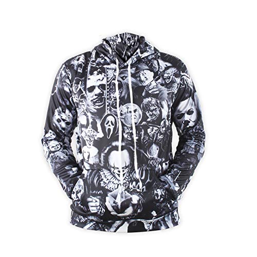 Unisex Sudaderas 3D película digital terror dibujos animados pareja casual sudadera suéter superior para hombres mujeres 2 L