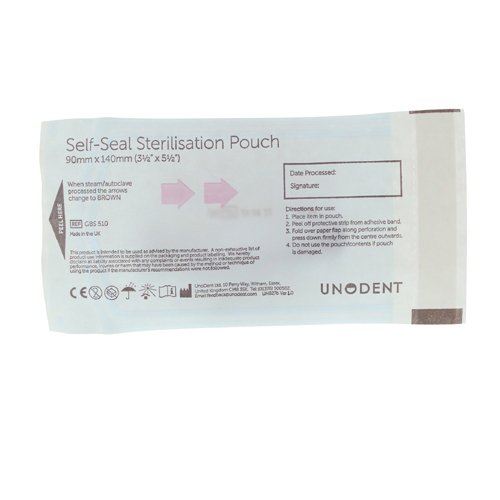 unodent gbs510 bolsa de esterilización, 90 mm x 140 mm (Pack de 200)